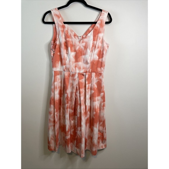 Calvin Klein Dresses & Skirts - Calvin Klein Womens 8 Salmon White Floral Sleeveless Fit Flare Dress